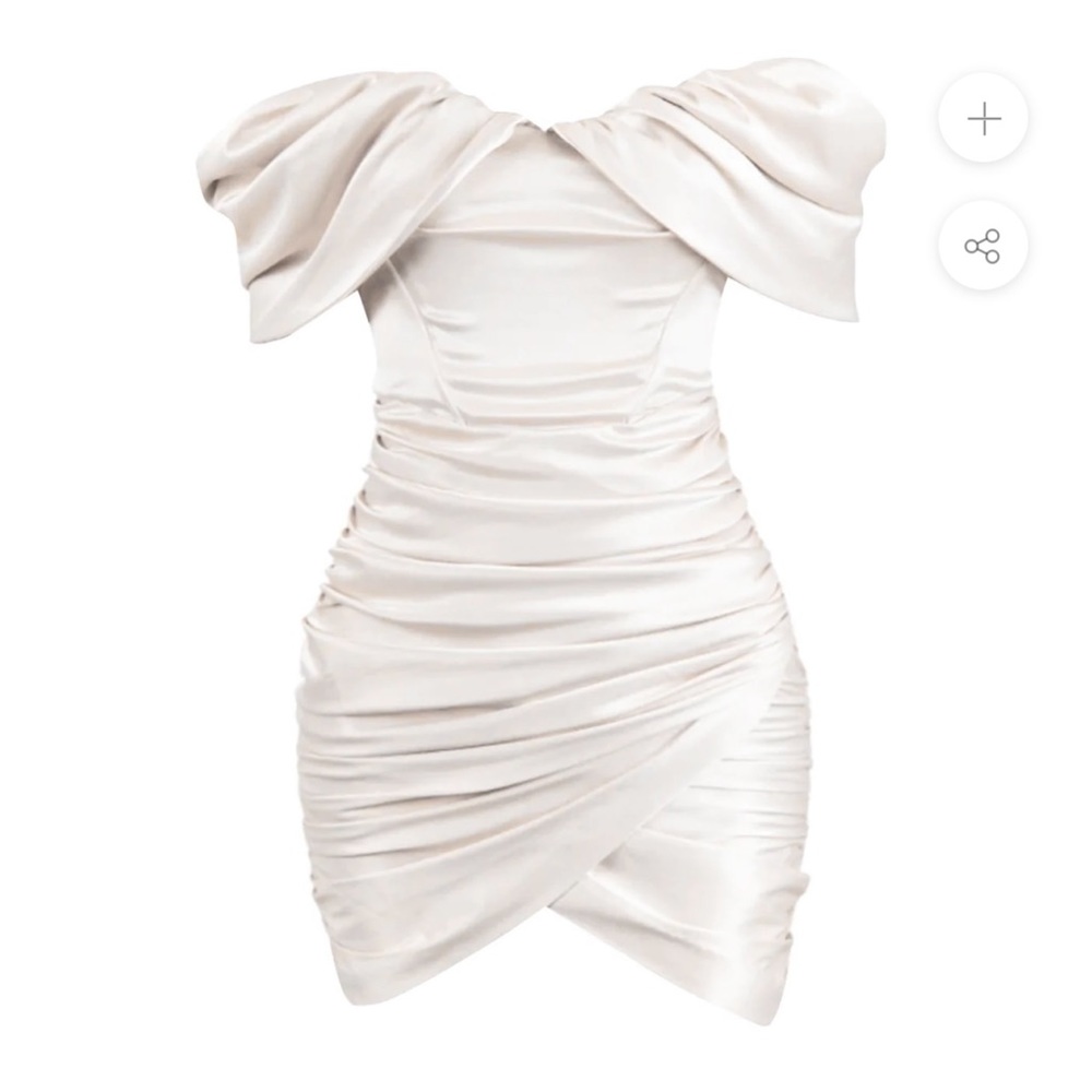 Satin white mini dress